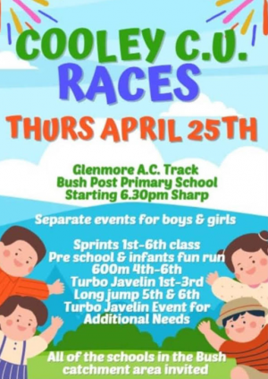 Cooley Credit Union Races Thursday 25th May 2024 at 6.30pm Sharp